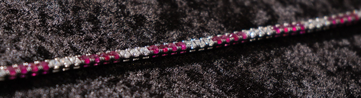 18ct White Gold Diamond & Ruby Tennis Bracelet