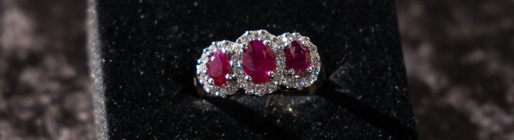 18ct Yellow & White Gold Diamond & Ruby Ring